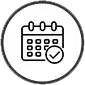 Icon of a calendar with a check mark.