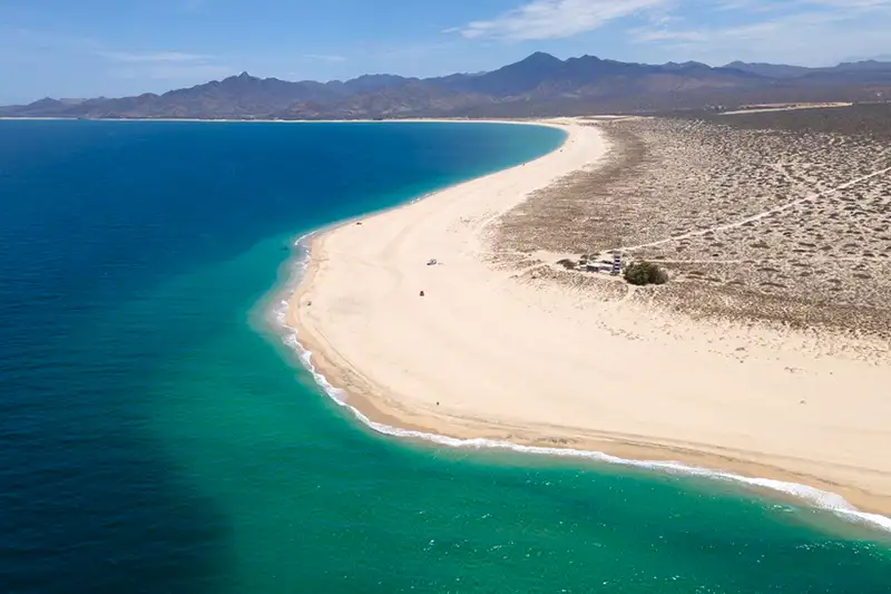 Aerial view of Punta Arena in Los Barriles, Baja California Sur, Mexico.