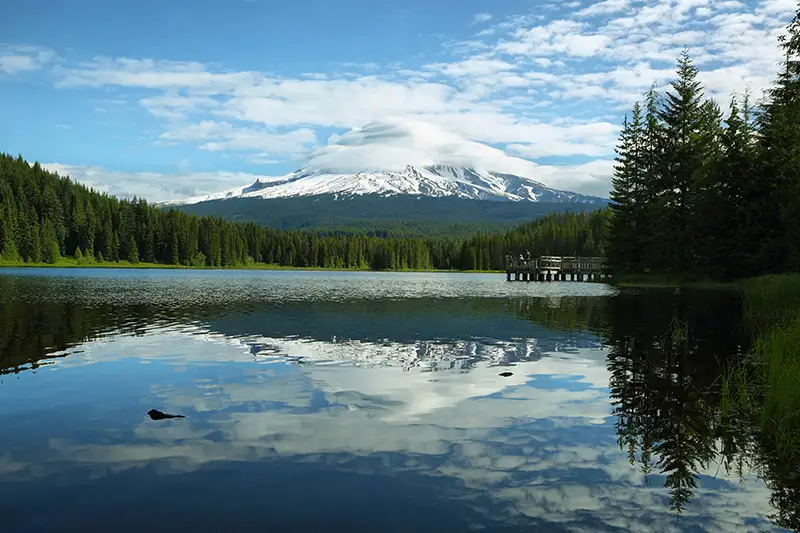 The Mount Hood reflection in Trillium Lake, Oregon